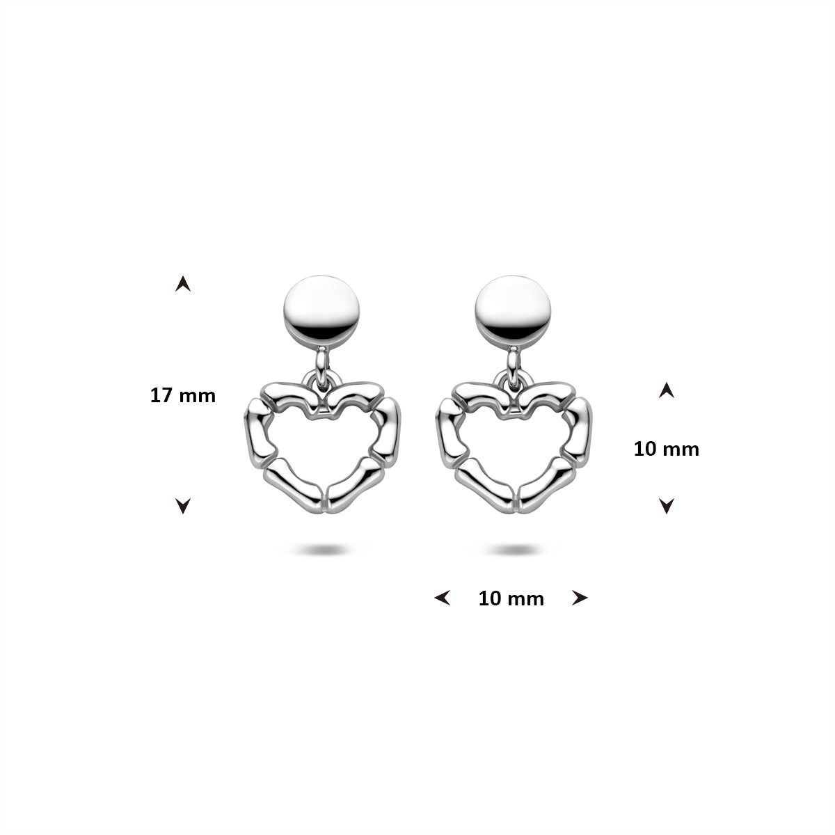 Ohrhänger Herzchen 16,5 mm Silber rhodiniert