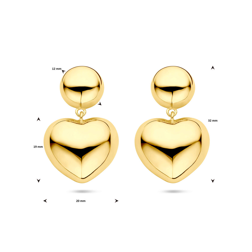 Ohrhänger Herzchen 32 mm 1 Mikron vergoldet (Gelbgold)