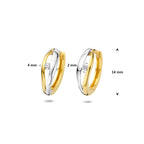 klapoorringen lab grown diamant 0.05ct (2x0.025ct) f vs 14 mm 14K bicolor goud geel/wit