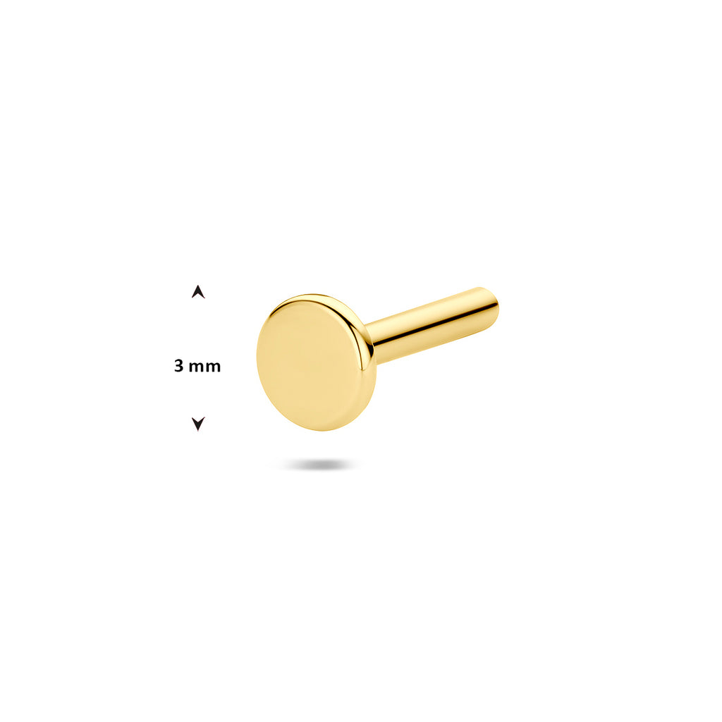losse stift voor flat back piercings 14K geelgoud