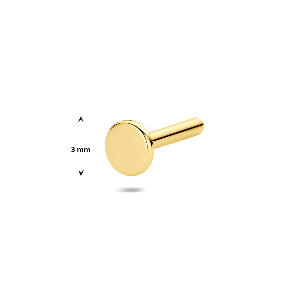 losse stift voor flat back piercings 14K geelgoud