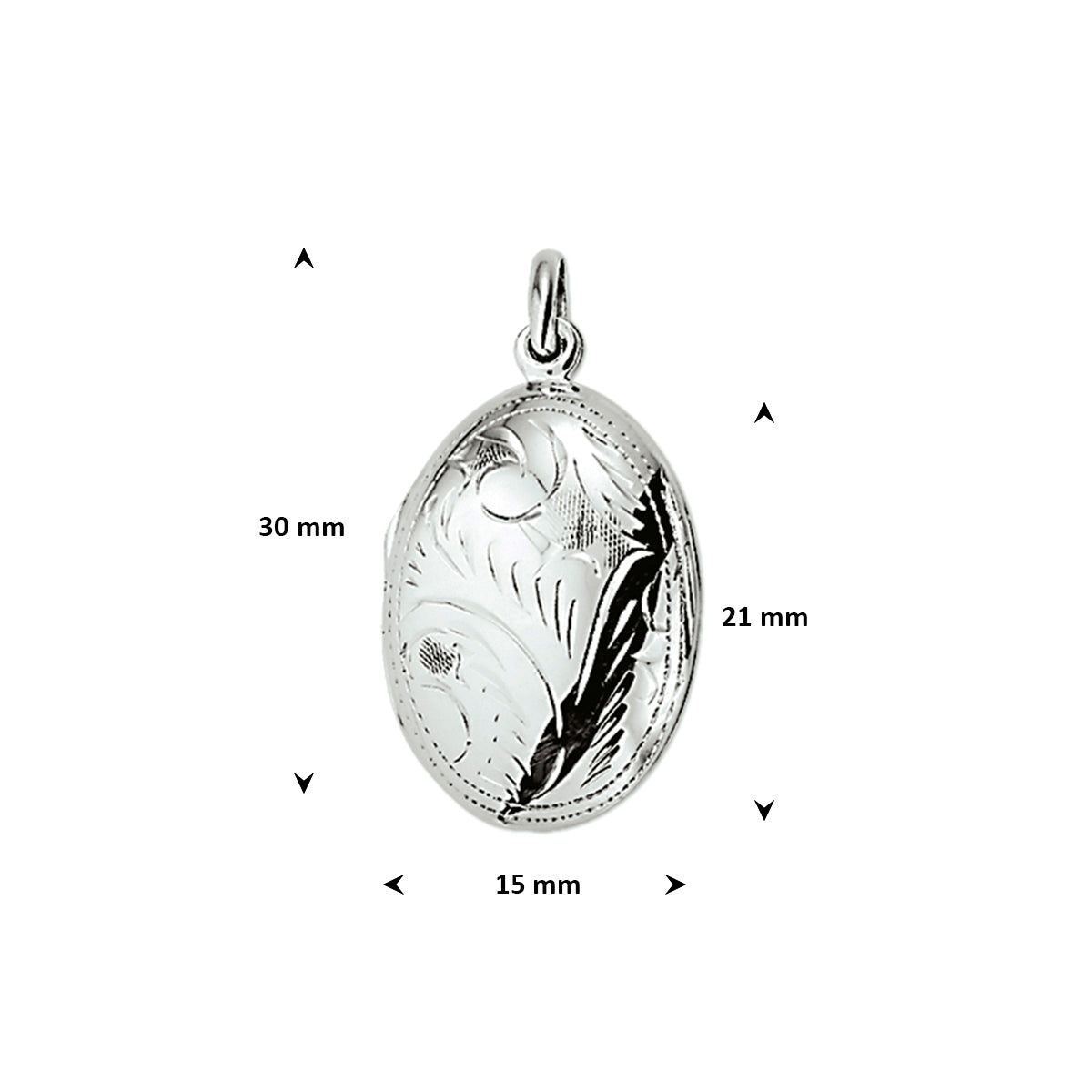 Medaillon-Gravur 21 mm rhodiniertes Silber