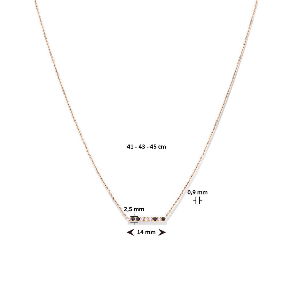 collier natuurlijke kleurstenen 41 - 43 - 45 cm 14K roségoud