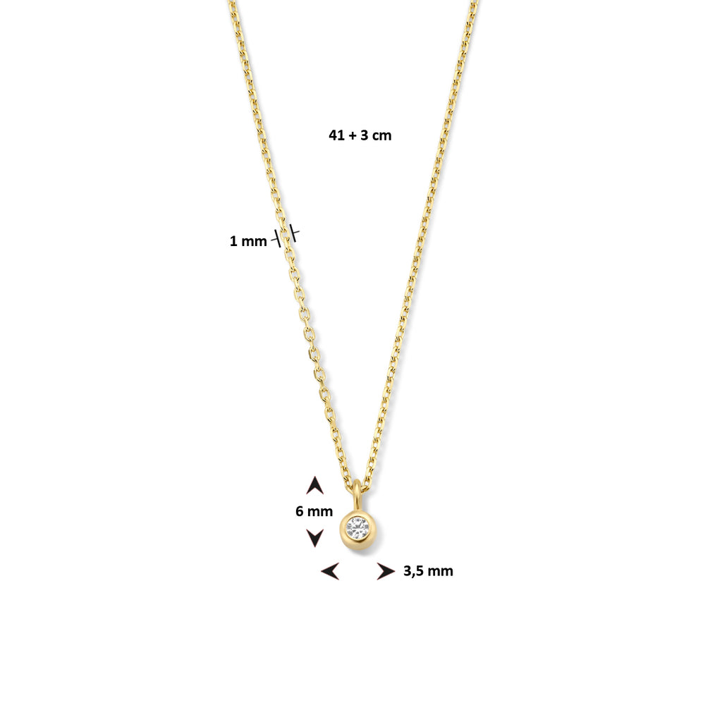 Halskette Zirkonia 41 + 3 cm 14K Gelbgold