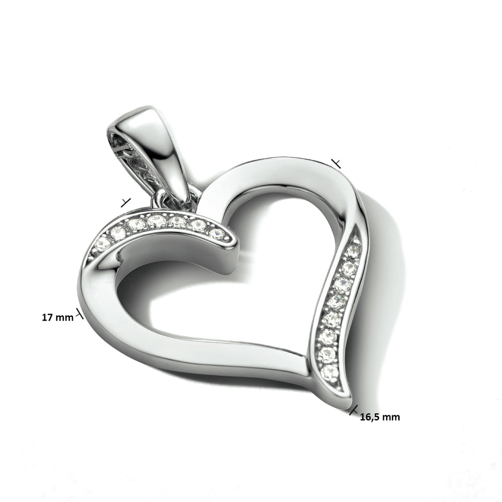 hanger hart zilver gerhodineerd