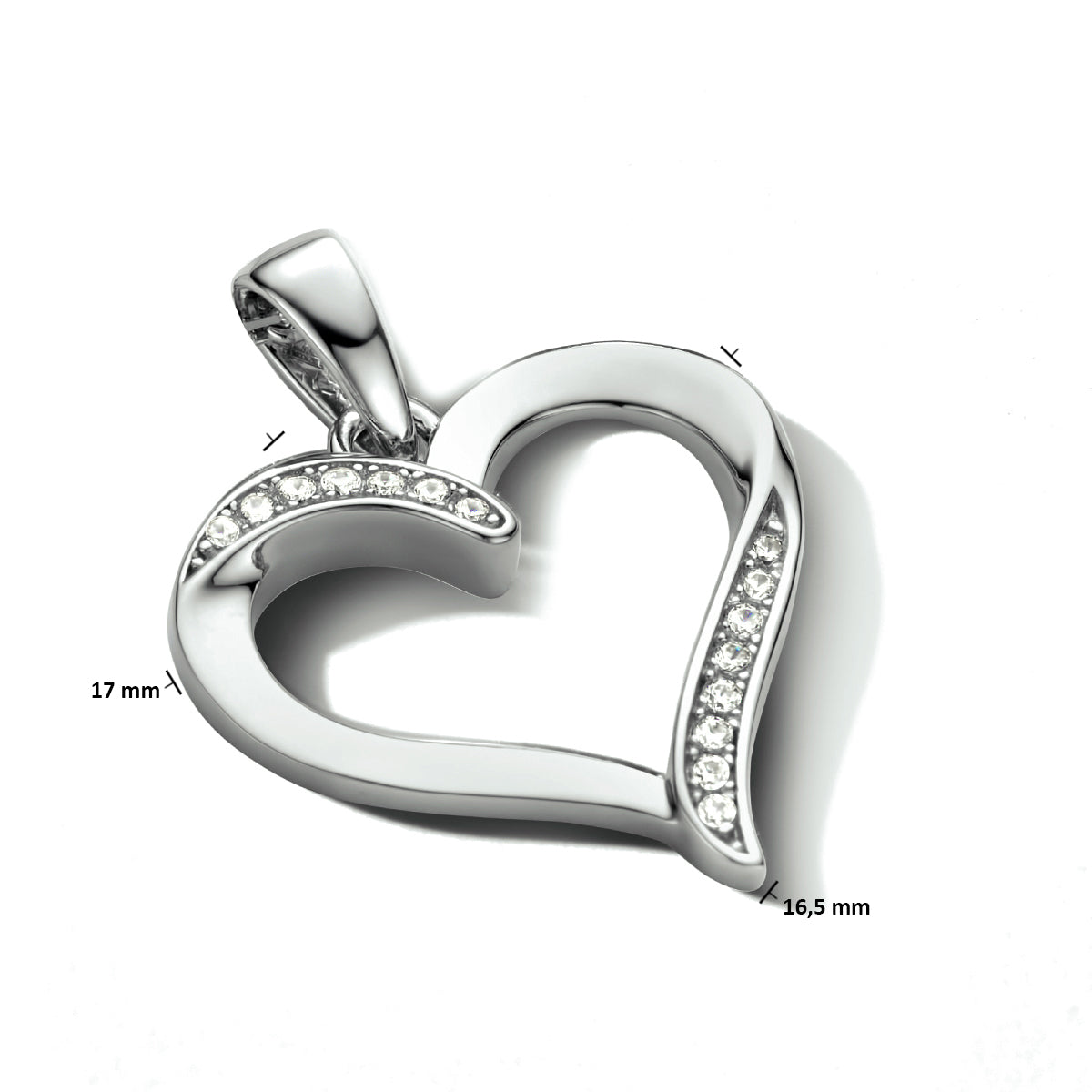 hanger hart zilver gerhodineerd