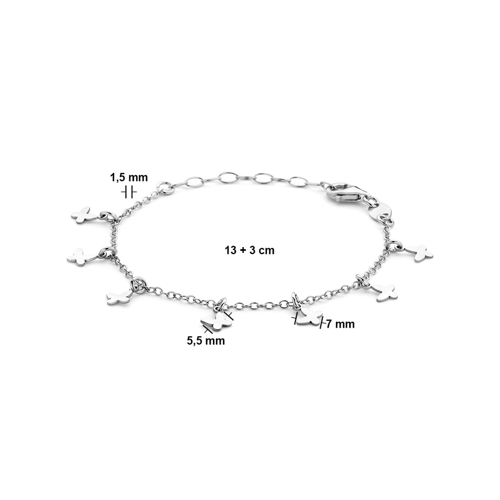 Armband Schmetterlinge 13 + 3 cm Silber rhodiniert