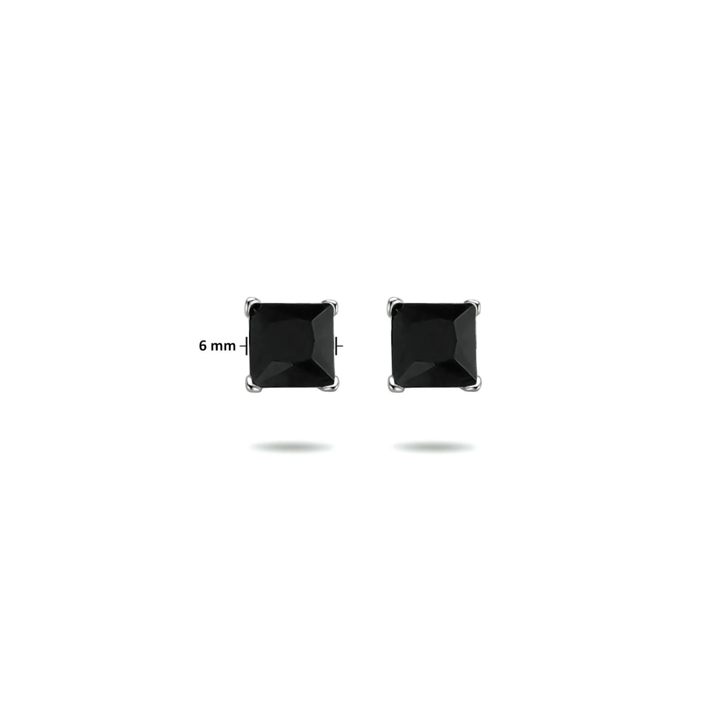 Ohrstecker schwarz Zirkonia Silber rhodiniert