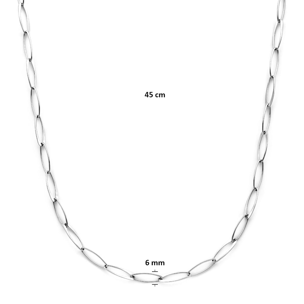 collier anker 6 mm 45 cm zilver gerhodineerd