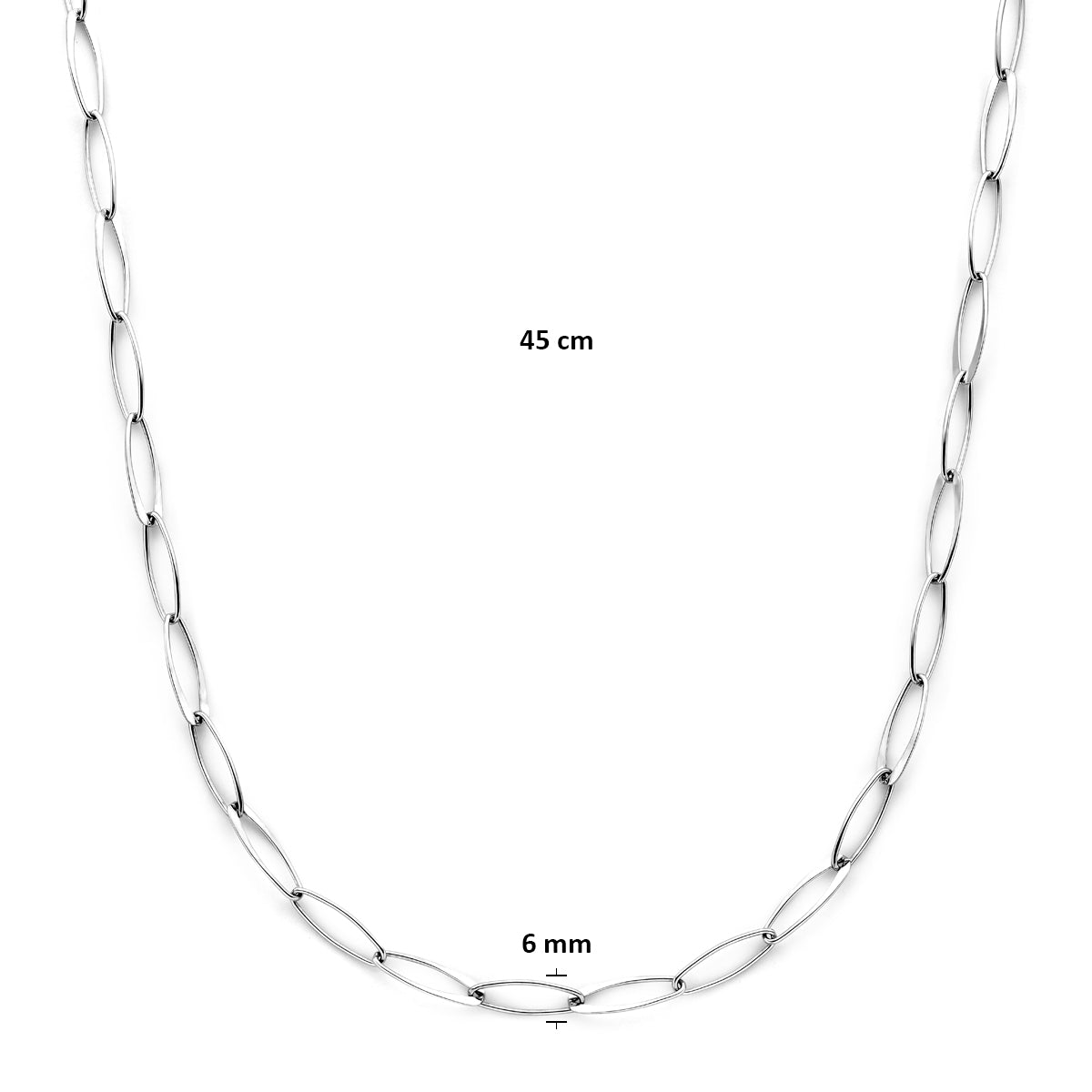 collier anker 6 mm 45 cm zilver gerhodineerd