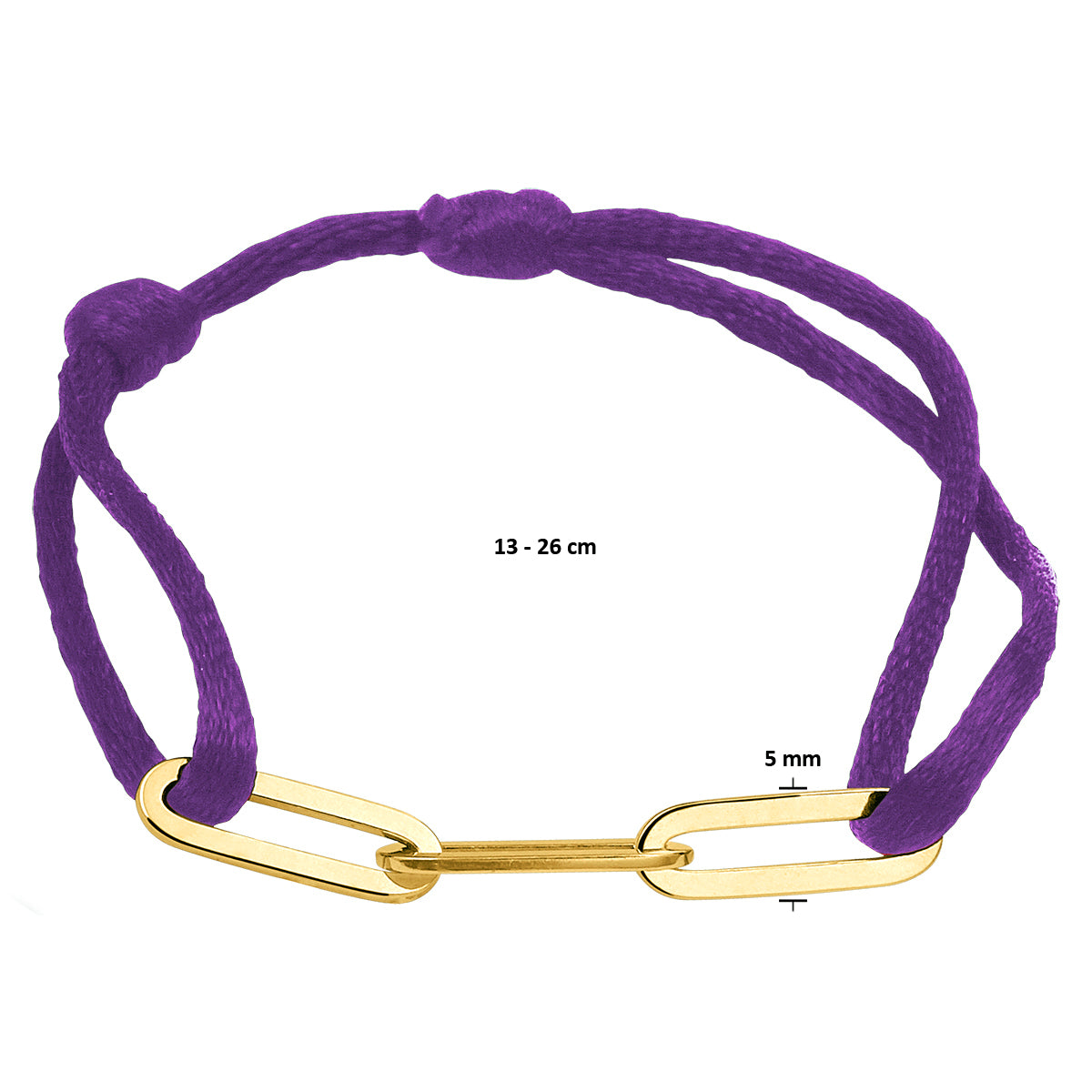 Armband Satin Lila 13 - 26 cm vergoldet (mit Gummi/Nylon/Leder)