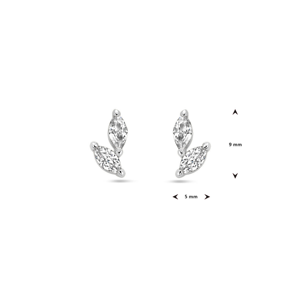 oorknoppen zirkonia zilver gerhodineerd