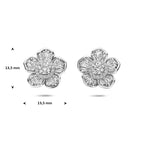 oorknoppen bloem zirkonia 13,5 mm zilver gerhodineerd
