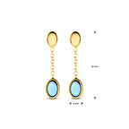 oorhangers london blue topaas 26 mm 14K geelgoud