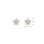 oorknoppen bloem zirkonia 14K geelgoud
