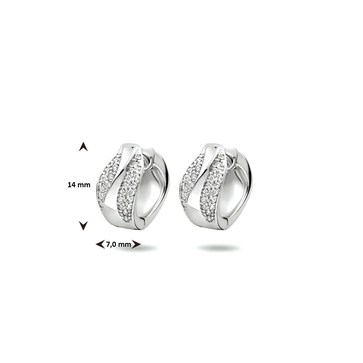 klapoorringen zirkonia zilver gerhodineerd