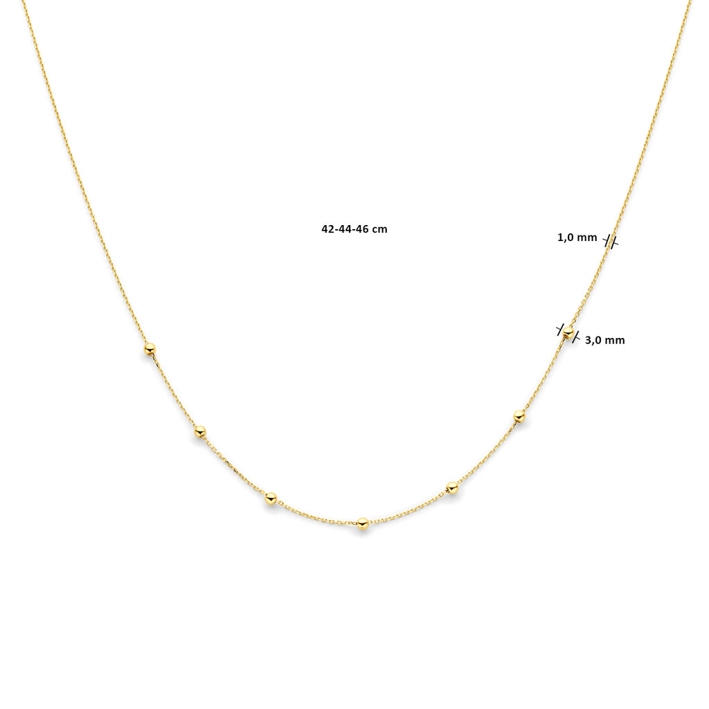 collier anker en bolletjes 1,0 mm 42 - 44 - 46 cm 14K geelgoud - rondje,bolletje,ringetje,draad