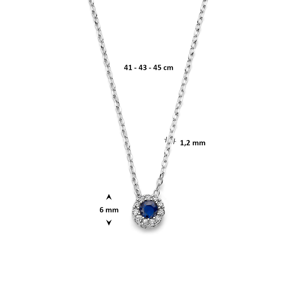 collier saffier zirkonia 41 - 43 - 45 cm zilver gerhodineerd