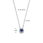 collier saffier zirkonia 41 - 43 - 45 cm zilver gerhodineerd