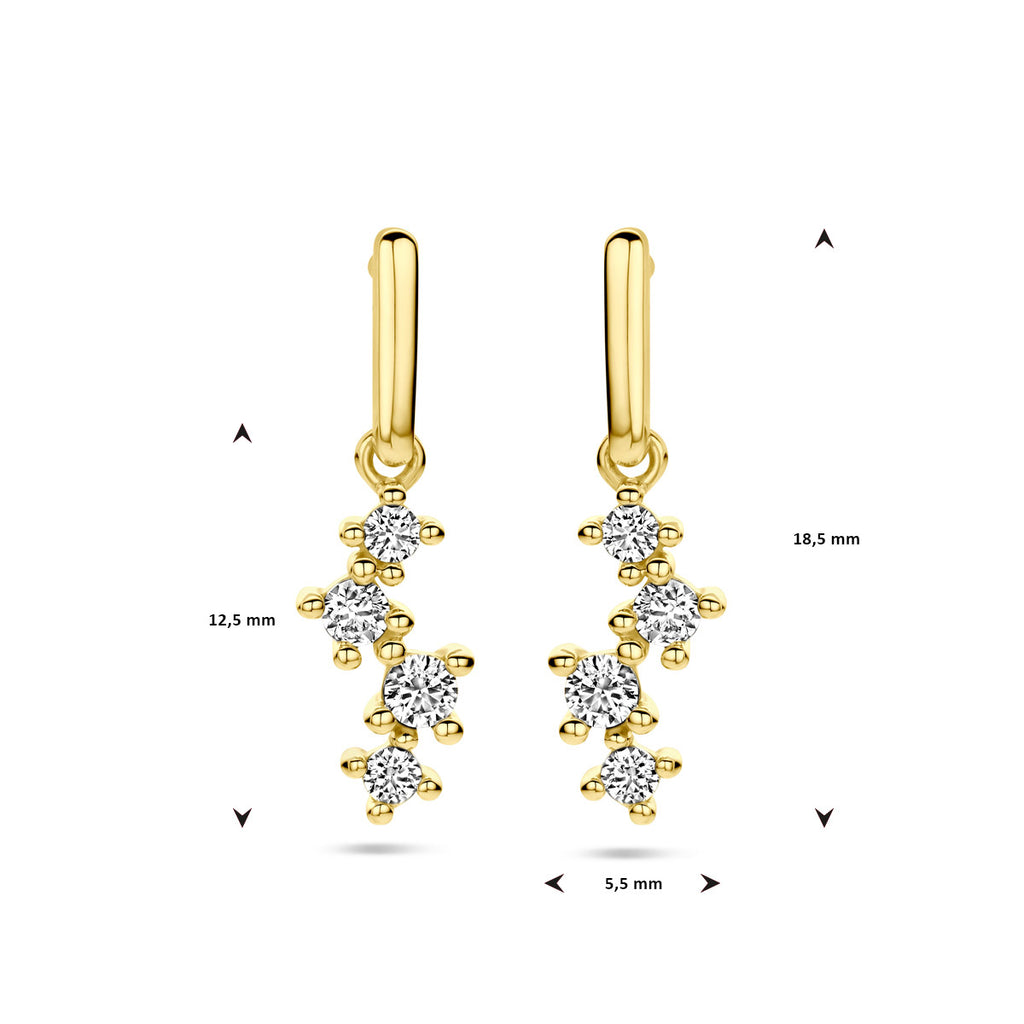 oorhangers zirkonia 14K geelgoud