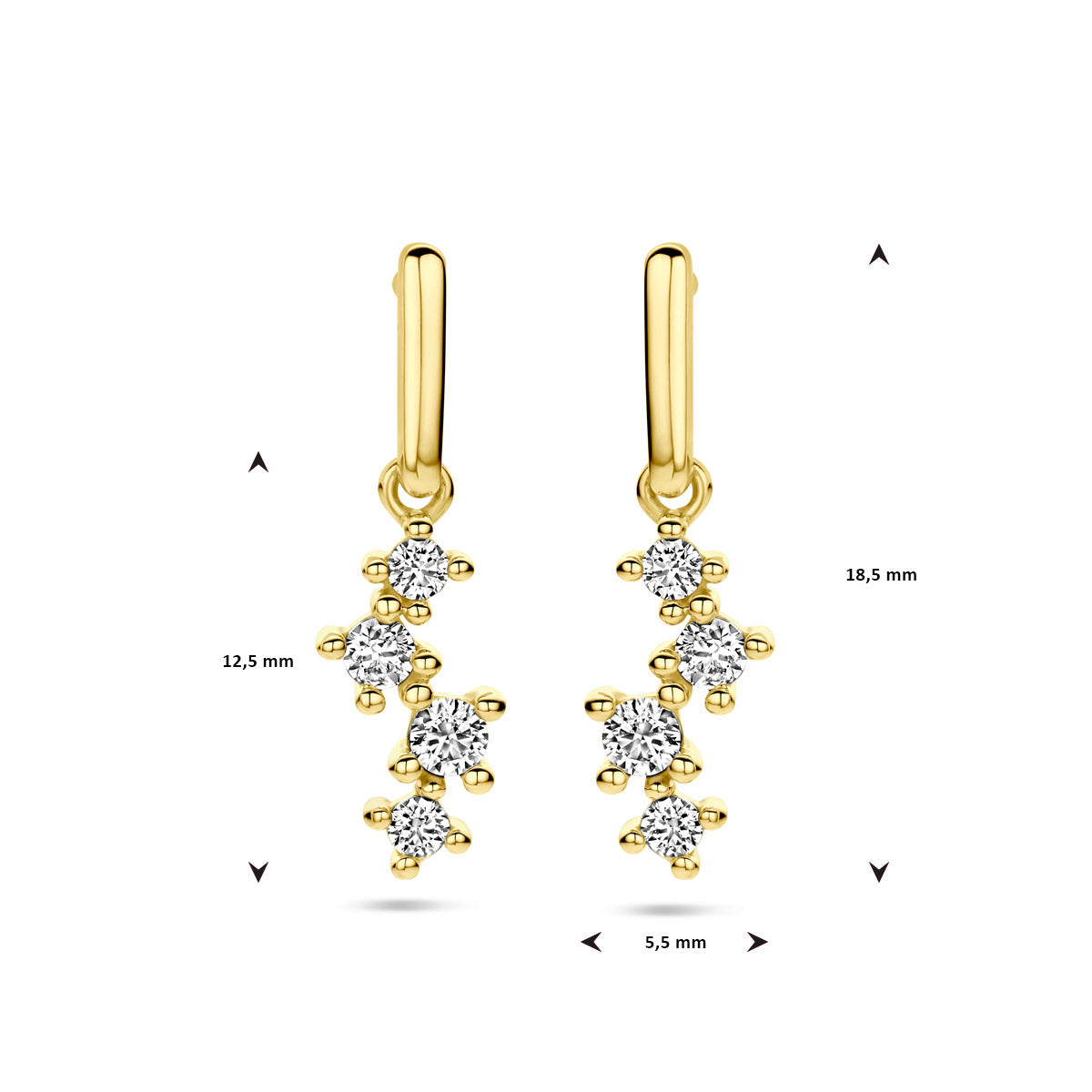 oorhangers zirkonia 14K geelgoud