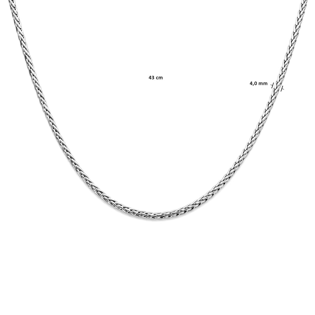 Halskette Fuchsschwanz 4,0 mm 43 cm Silber rhodiniert