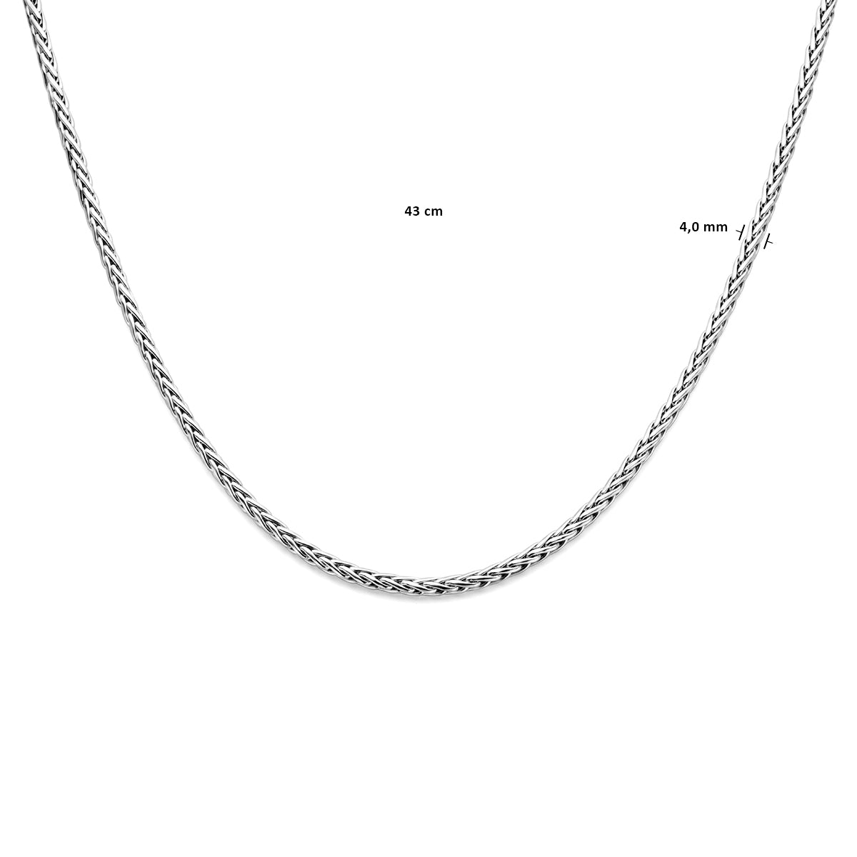 Halskette Fuchsschwanz 4,0 mm 43 cm Silber rhodiniert