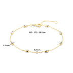 armband zirkonia 16,5 - 17,5 - 18,5 cm 14K geelgoud