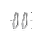 klapoorringen hart zirkonia 21 mm zilver gerhodineerd