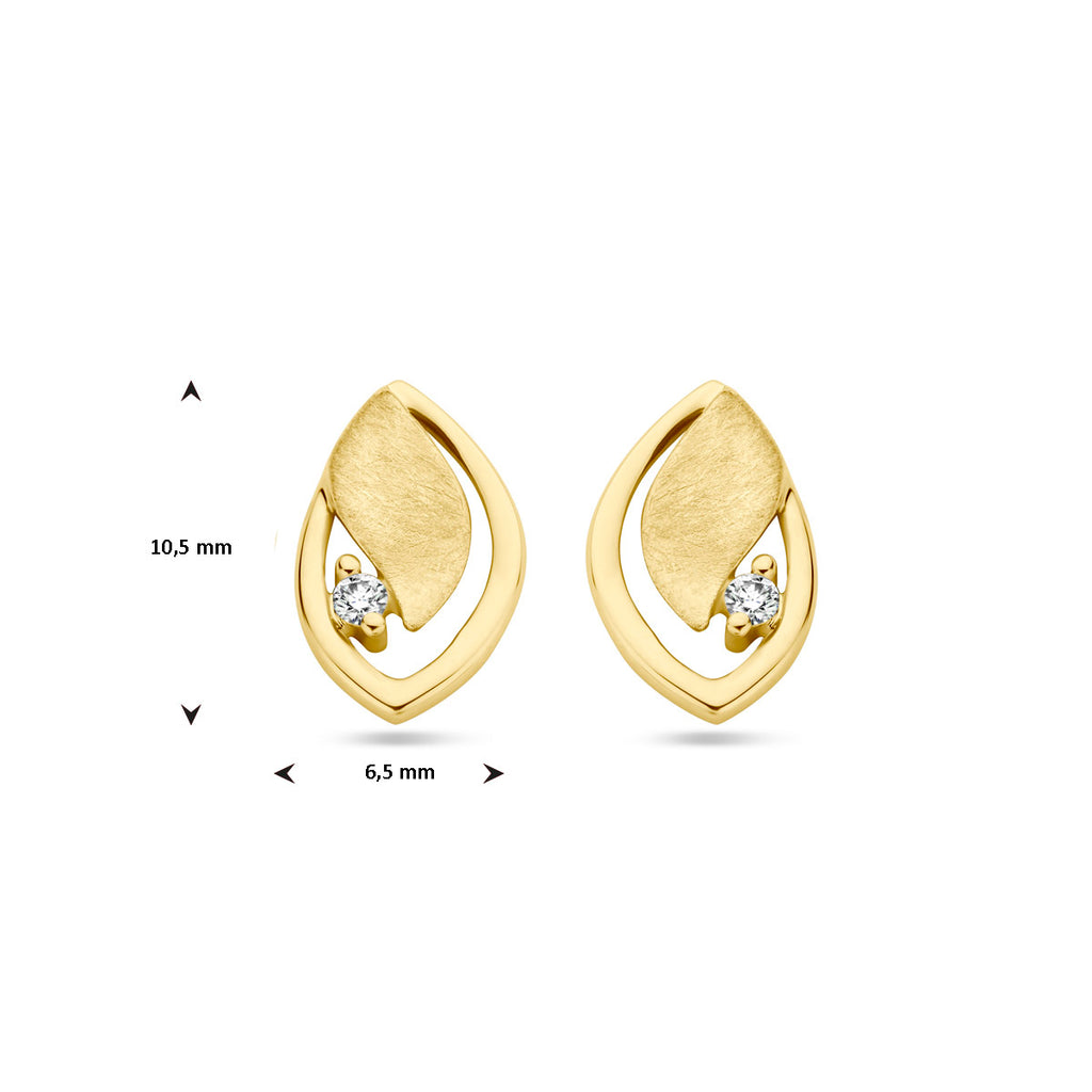 Ohrstecker Poly/matt Diamant 0,03 ct (2x 0,015 ct) h si 14K Gelbgold