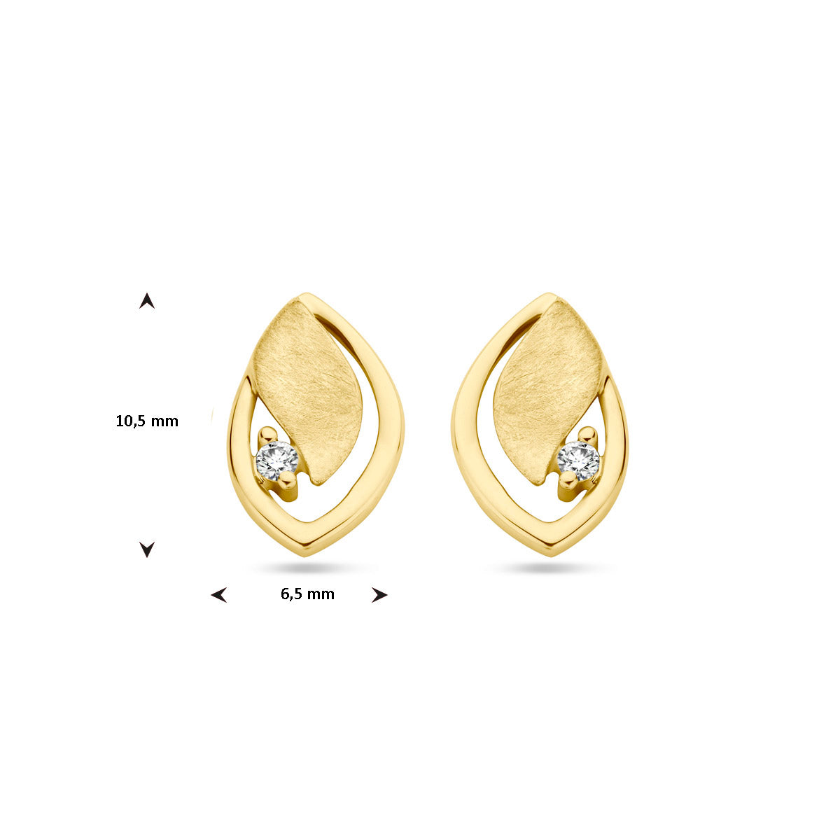 Ohrstecker Poly/matt Diamant 0,03 ct (2x 0,015 ct) h si 14K Gelbgold