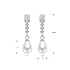 oorhangers zirkonia en parel zilver gerhodineerd