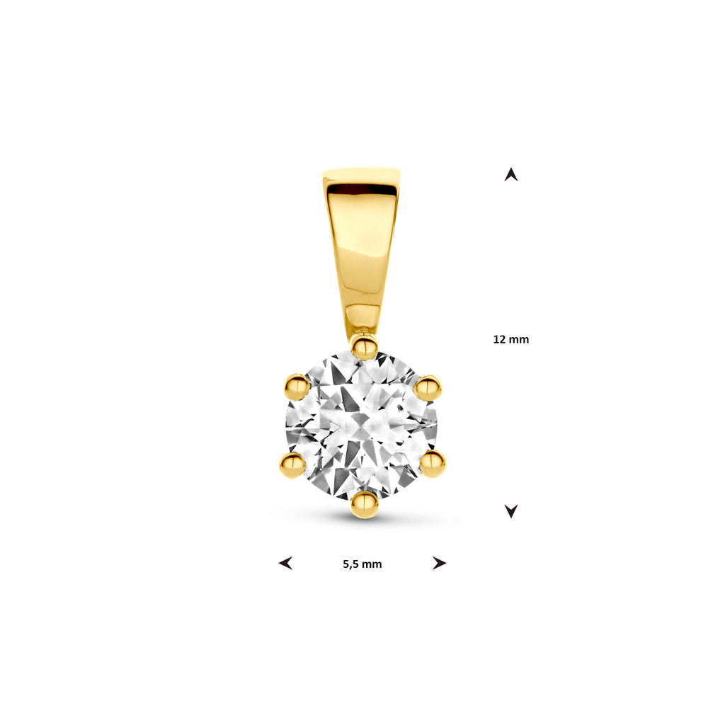 Anhänger Zirkonia 12 mm 14K Gelbgold