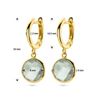 klapoorringen groen amethist 24 mm 14K geelgoud