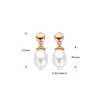 oorhangers parel 15 mm 14K roségoud - ovaal