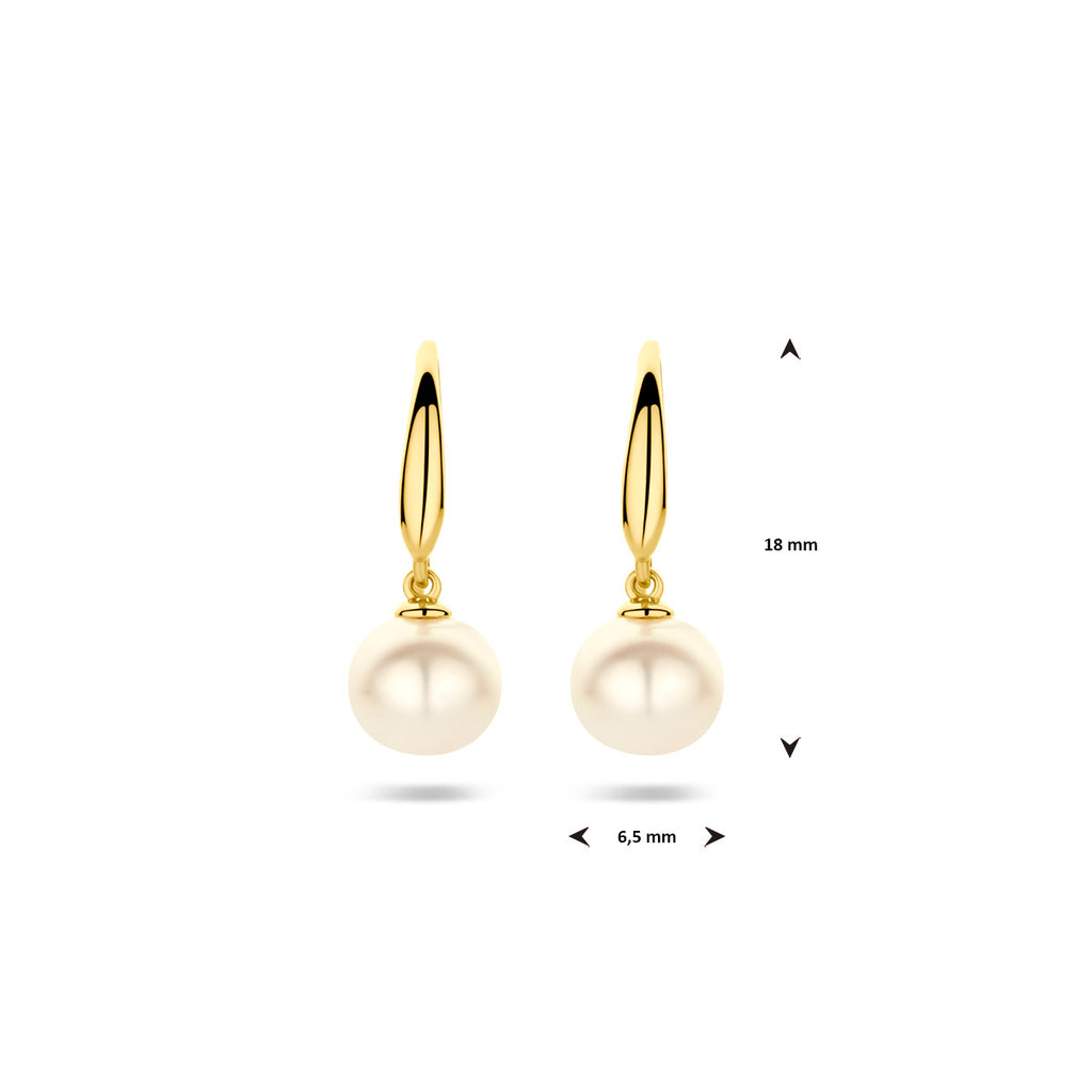 oorhangers parel franse haak 18 mm 14K geelgoud