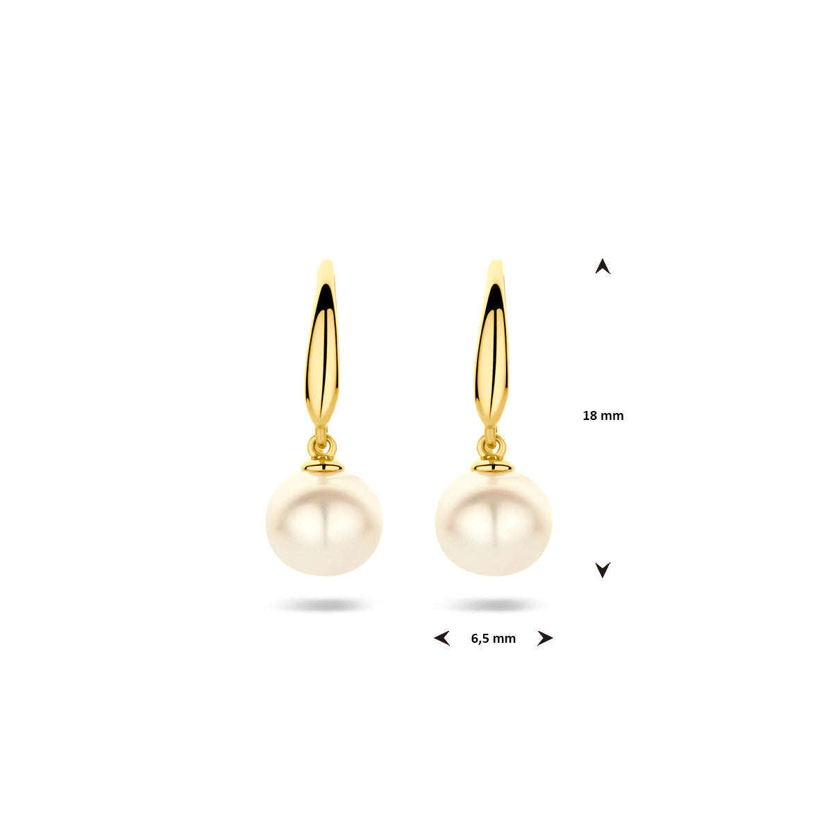 oorhangers parel franse haak 18 mm 14K geelgoud