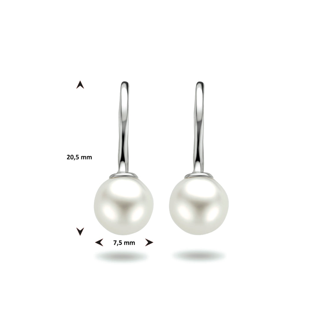 oorhangers franse haak parel zilver gerhodineerd