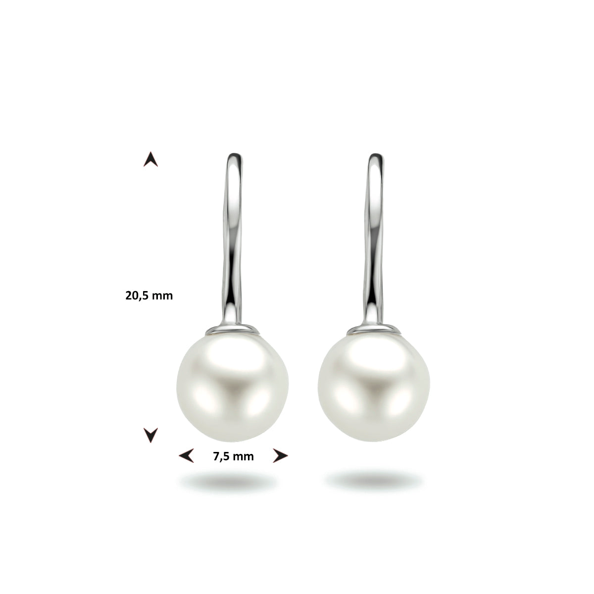 oorhangers franse haak parel zilver gerhodineerd