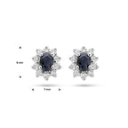 Ohrstecker Saphir und Zirkonia Halo 14K Weißgold