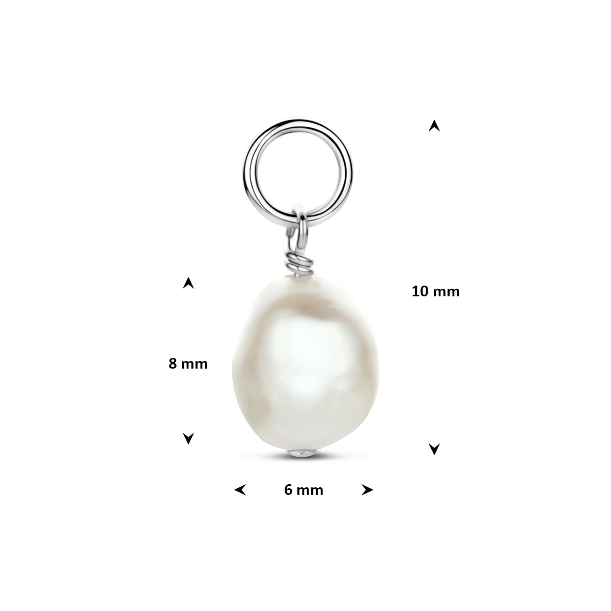oorringhanger parel 10 mm zilver gerhodineerd