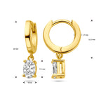 klapoorringen zirkonia 1 micron zilver verguld (geel)