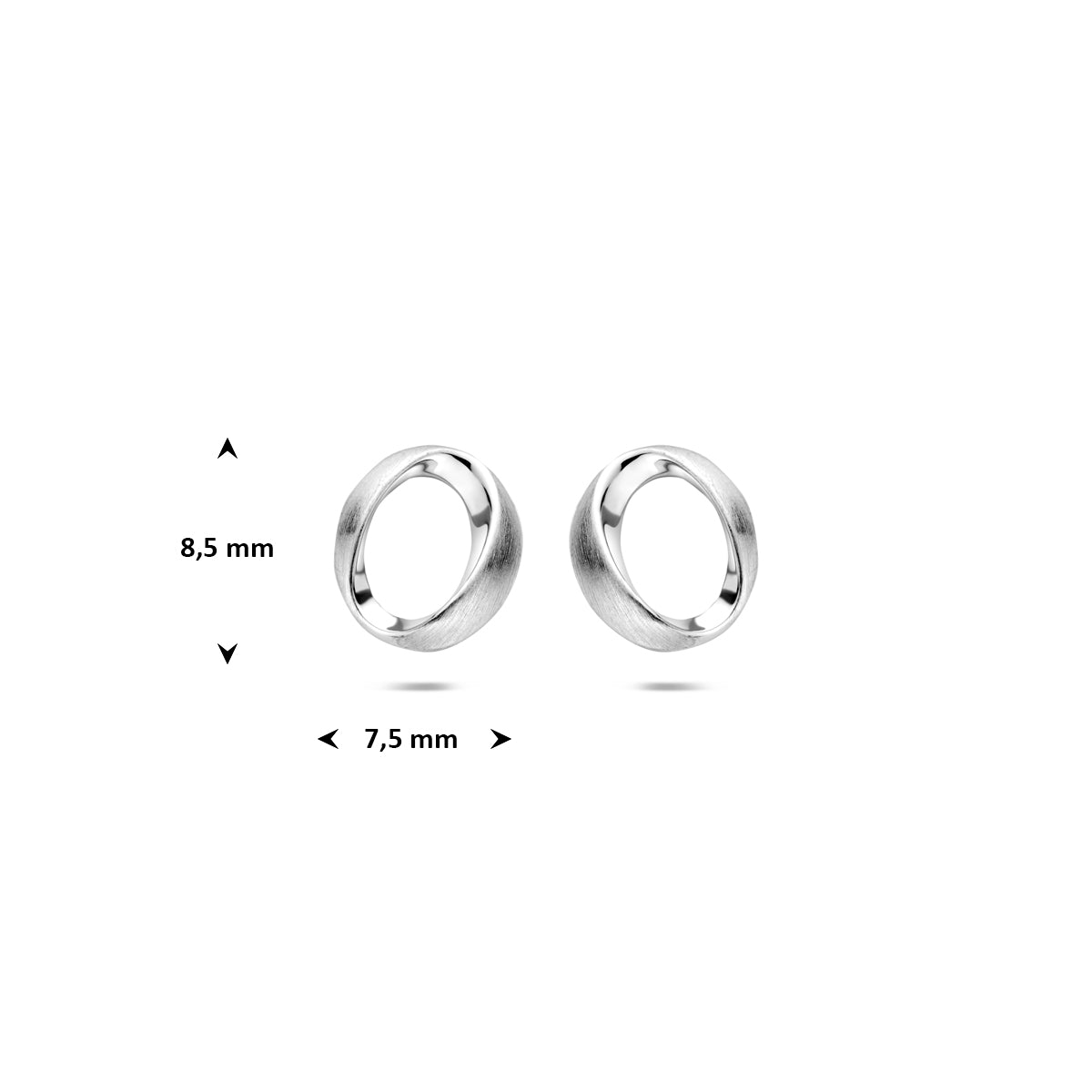 oorknoppen poli/mat 8,5 mm zilver gerhodineerd