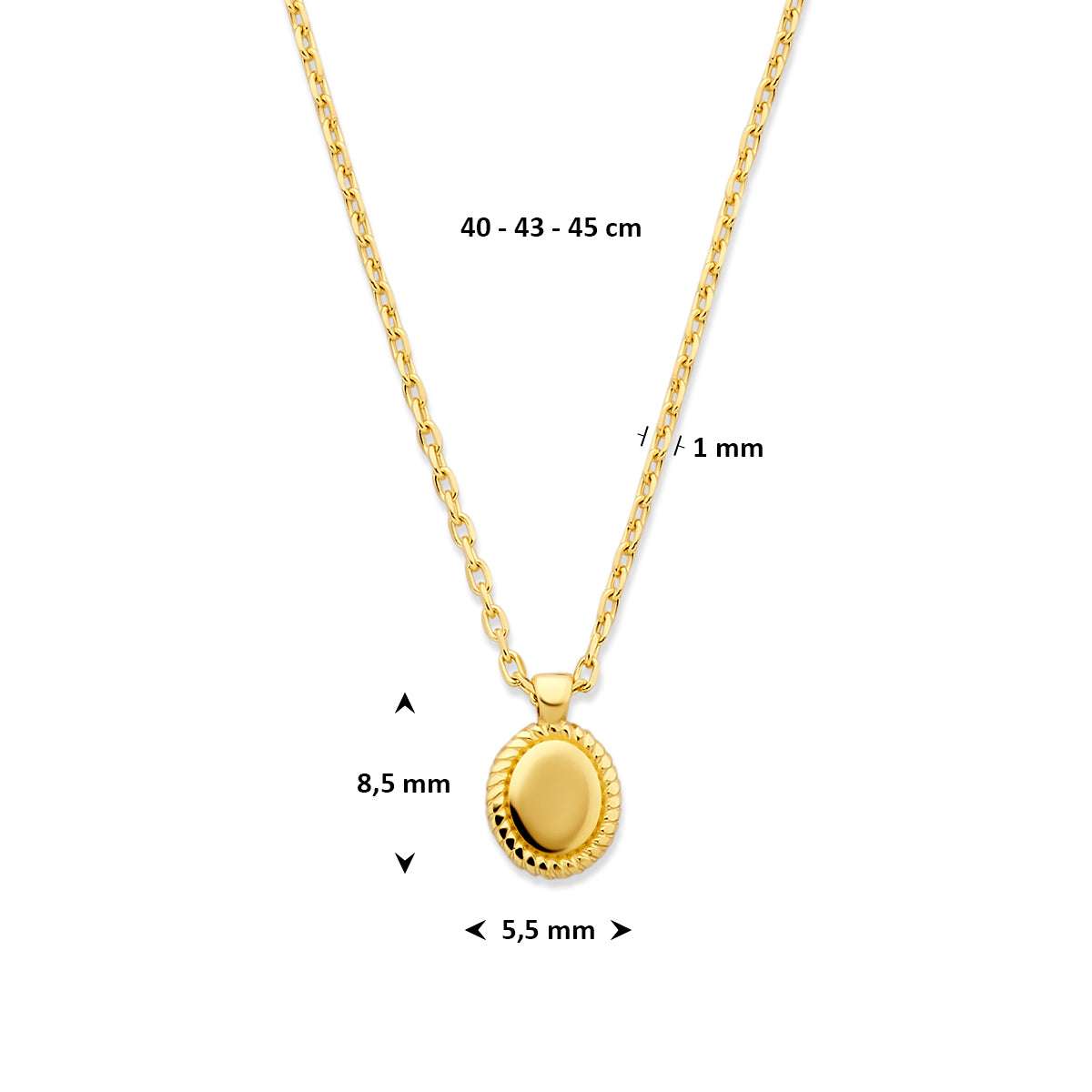 collier 41 - 43 - 45 cm 14K geelgoud