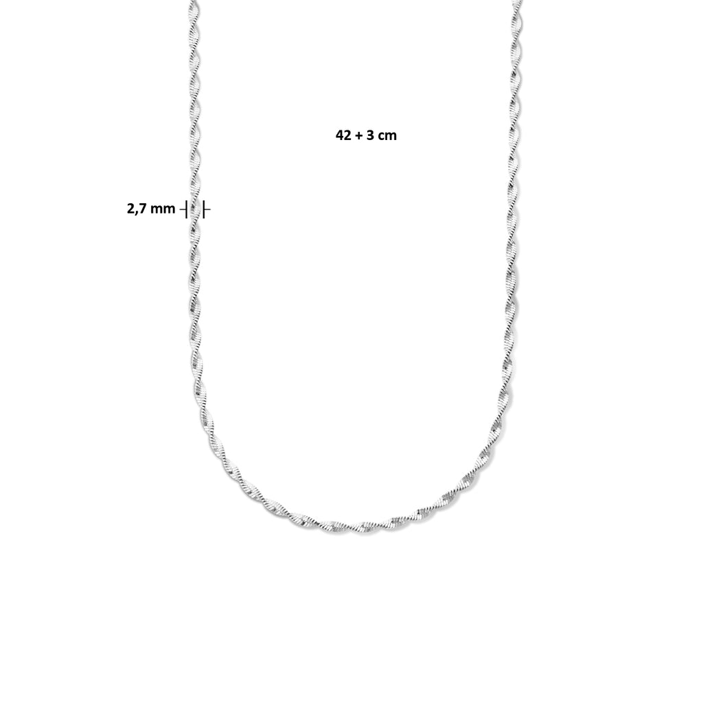 collier 2,7 mm 42 + 3 cm zilver gerhodineerd