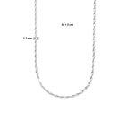 collier 2,7 mm 42 + 3 cm zilver gerhodineerd