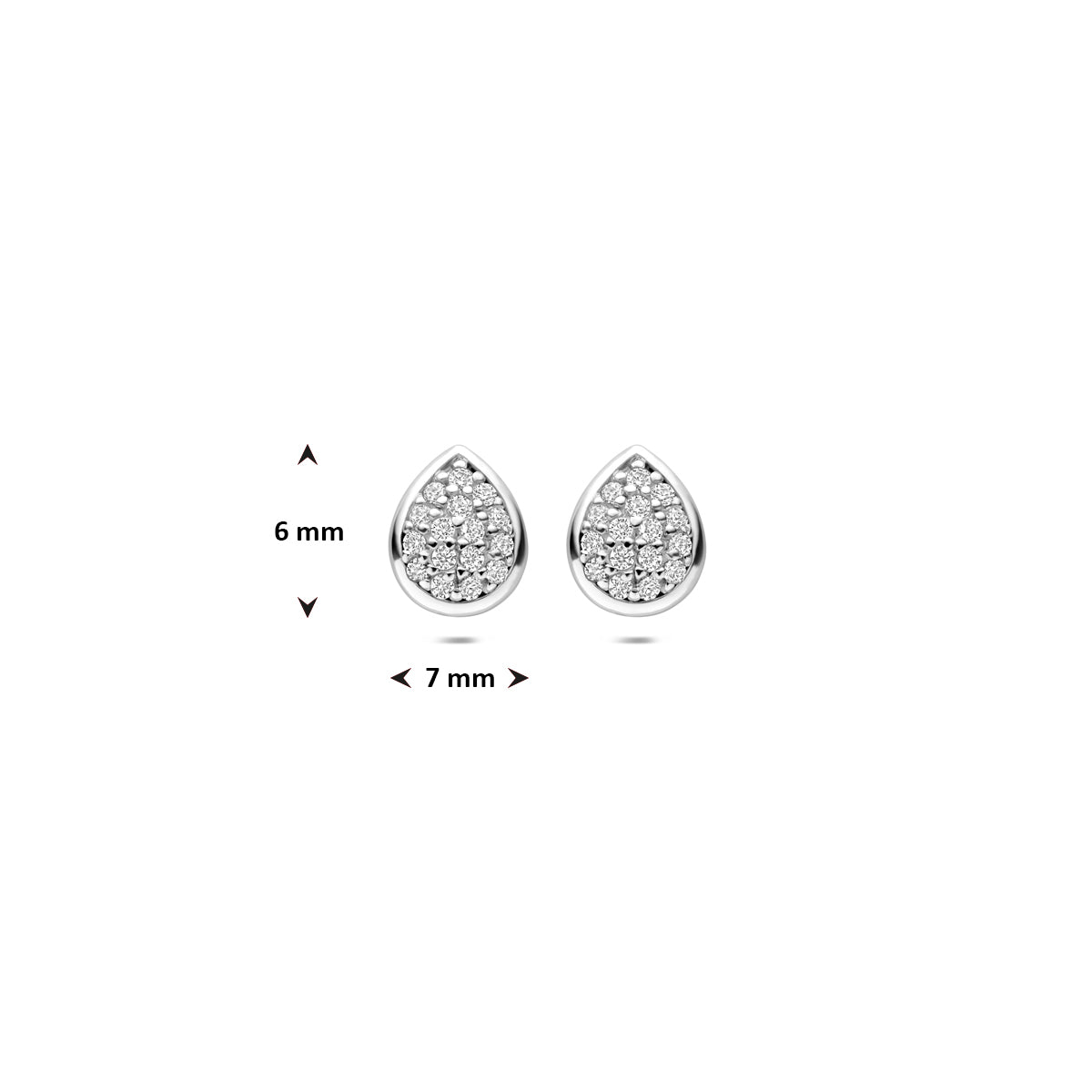 Ohrstecker Tropfen Zirkonia 6 mm Silber rhodiniert