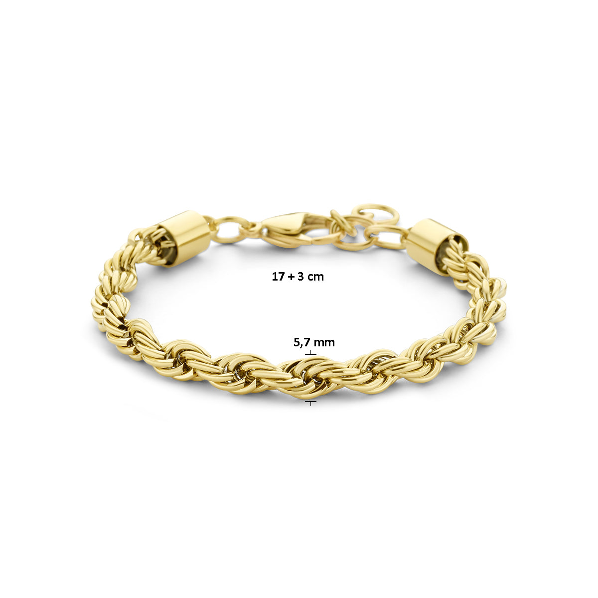 Armbandschnur 5,7 mm 17 + 3 cm ionenplattierter Edelstahl