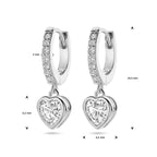 Ohrringe Herz Zirkonia Silber rhodiniert