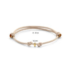 Armband satinbeige 13 - 26 cm 14K Gold mit Kautschuk/Nylon/Leder